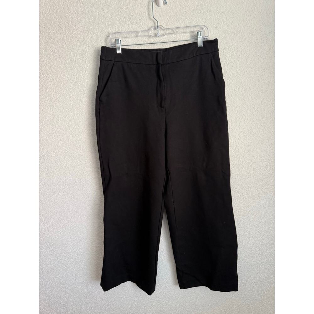 Quince Women Pant 14/30 Ultra Stretch Ponte Wide Leg Trouser Black FLAW
